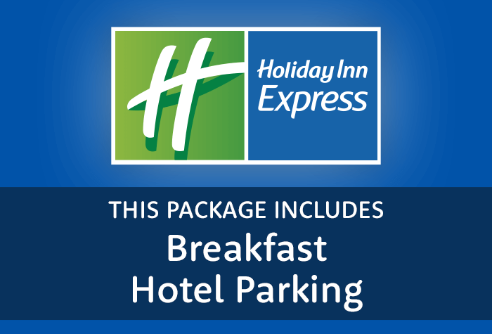 Holiday Inn Express with hotel parking & breakfast logo